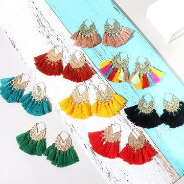 Bohemia Korean Big Tassel Earrings for Women Geometric Statement Earring Jewelry Gift Orecchini Pendientes Mujer Weekend Party daiiibabyyy